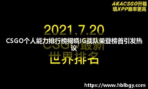 CSGO个人能力排行榜揭晓IG战队荣登榜首引发热议